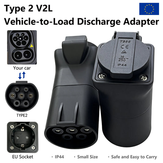 Type2 V2L Discharger Adapter Suitable BYD MG Deepal Geely Jaecoo Omoda LYNK Vehicle‑to‑Load Plug EU Socket EV Camping Vehicles