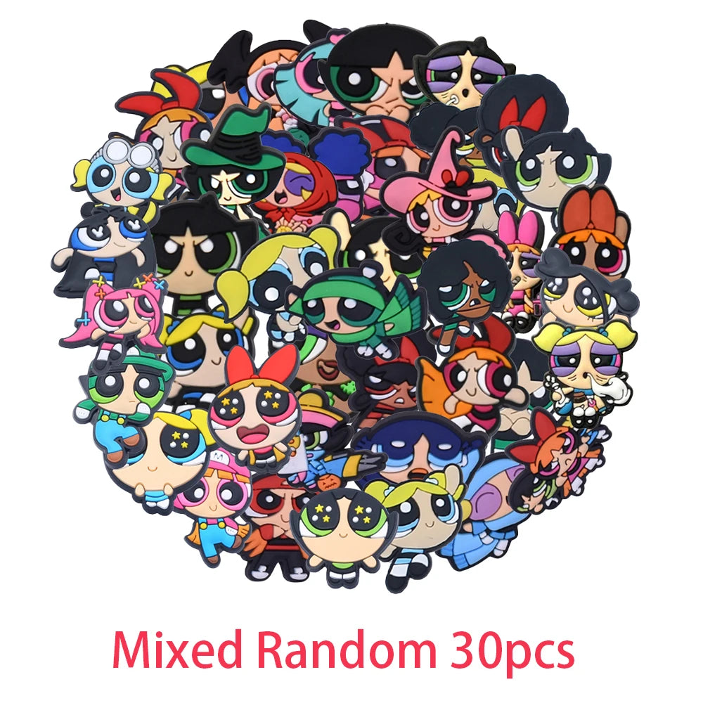 1-100pcs Hot Sales Potdemiel Cartoon Flying Girl Series PVC Shoe Charms Accessories DIY Sandal Wristbands Decorations Party Gift