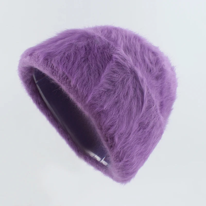 Winter Hats For Women Long Rabbit Fur Warm Beanie Bonnet Female Caps Men Fashion Solid Colors Real Fur Knitted Hat