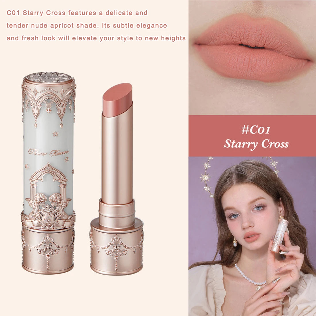 Flower Knows Little Angel Collection Lipstick Velvet Matte Waterproof Long Lasting Lip Gloss Makeup Moisturizing Soft Texture