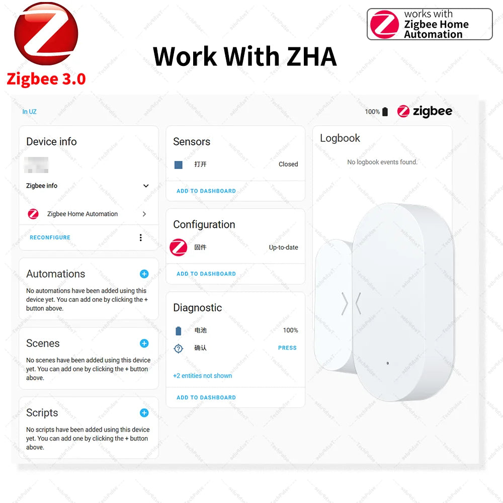 Zigbee 3.0 Door Window Sensor Contact Sensor For Smart Home Requires Zigbee Hub Support Alexa Zigbee2MQTT ZHA Home Assistant