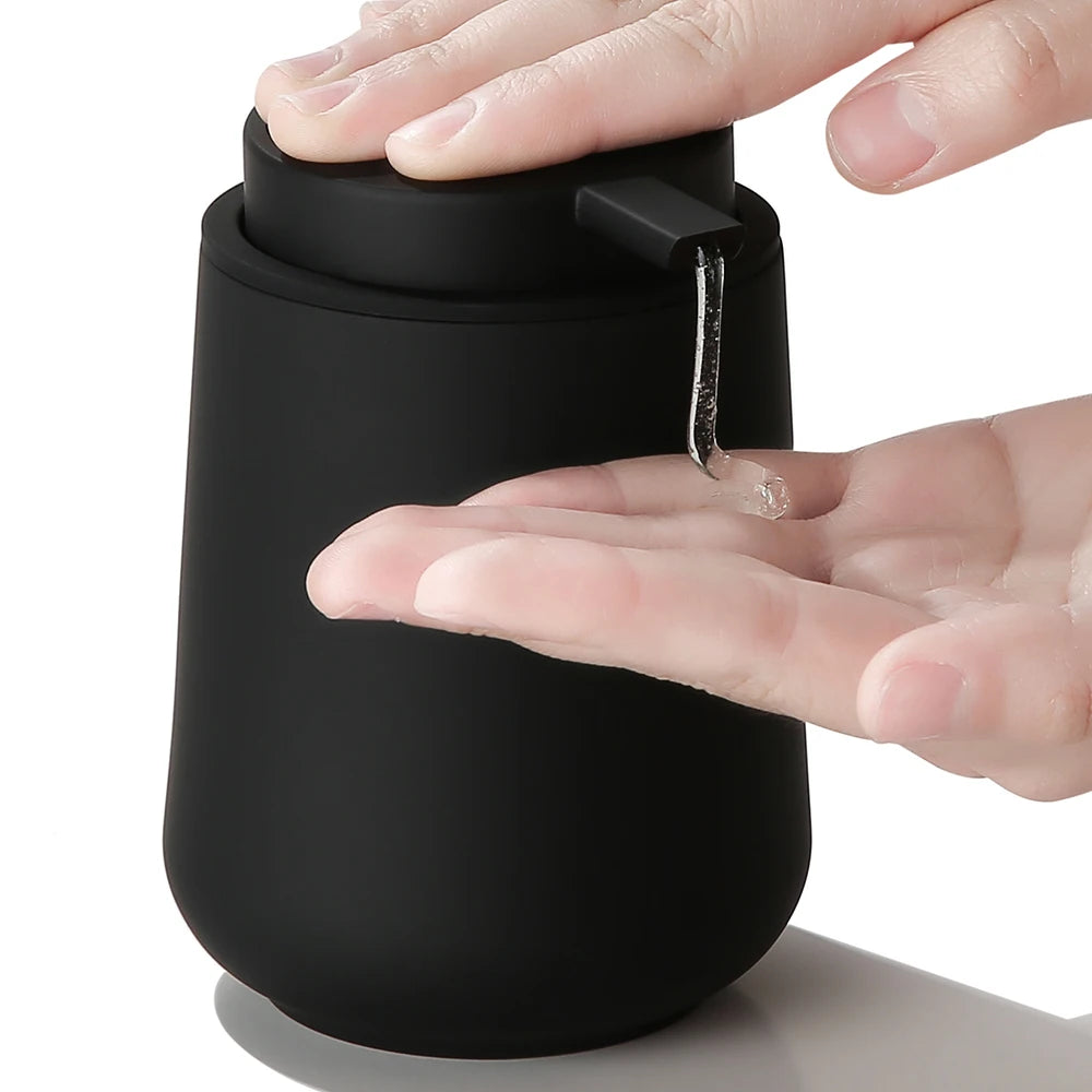 Matte Black Liquid Hand Soap Dispenser Plastic 11oz - Modern Minimalist Style for Bathroom & Kitchen Countertop Refillable
