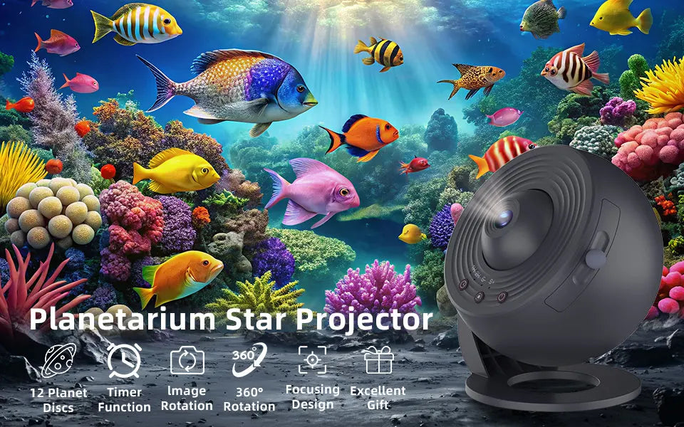 Ocean Starry Sky Projector Night Light 12 in 1 Animal Ocean Projector 360° Rotating Star Galaxy Projector Room Decoration