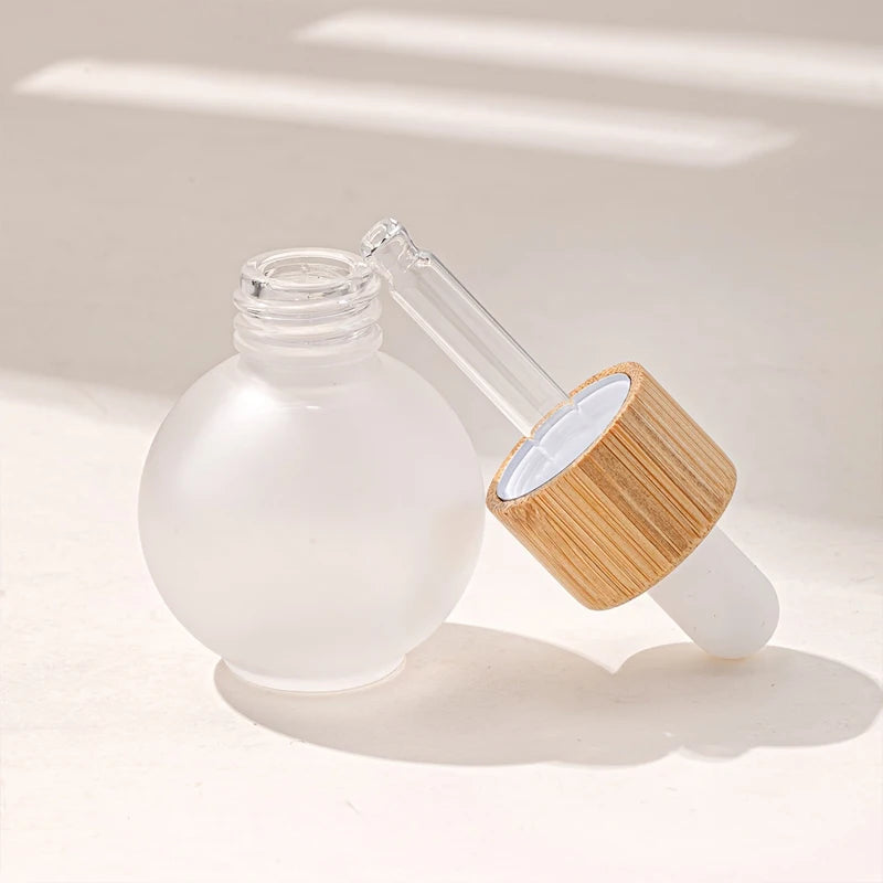 20/30ml Ball-Shape Dropper Glass Bottle Spherical Refill Metal Cap Essence Massage Oils Serum Aromatherapy Liquid for Pipette