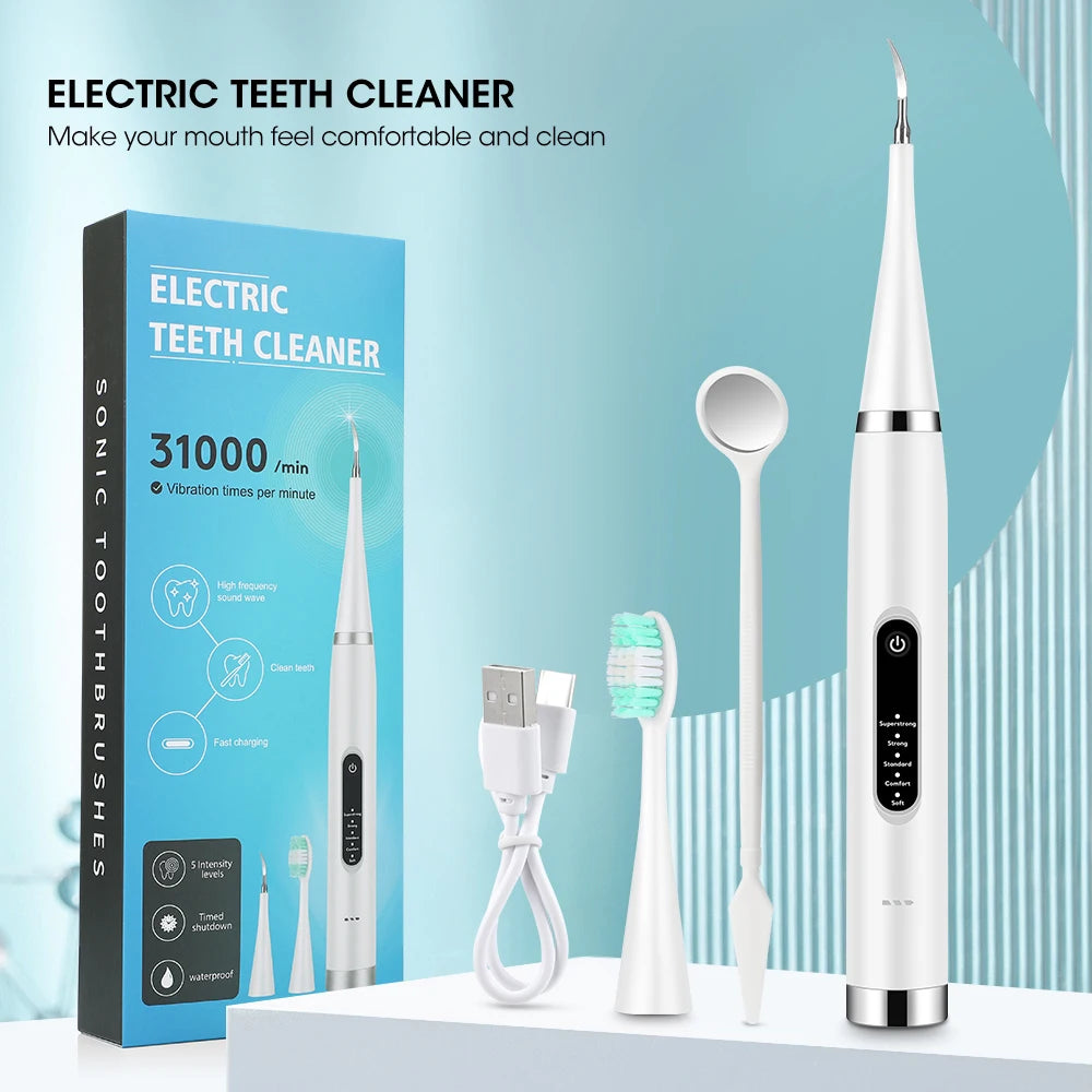 Sonic Electric Toothbrush Teeth Whitening Kit Tooth Whitener Calculus Plaque Tartar Remover Tools Cleaner Stain Oral Care