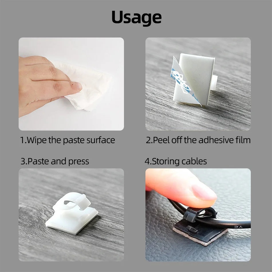 30pcs Cable Organizer Clips Cord Holder Desktop Workstation Wire Manager USB Charging Data Line Bobbin Winder Cable Management