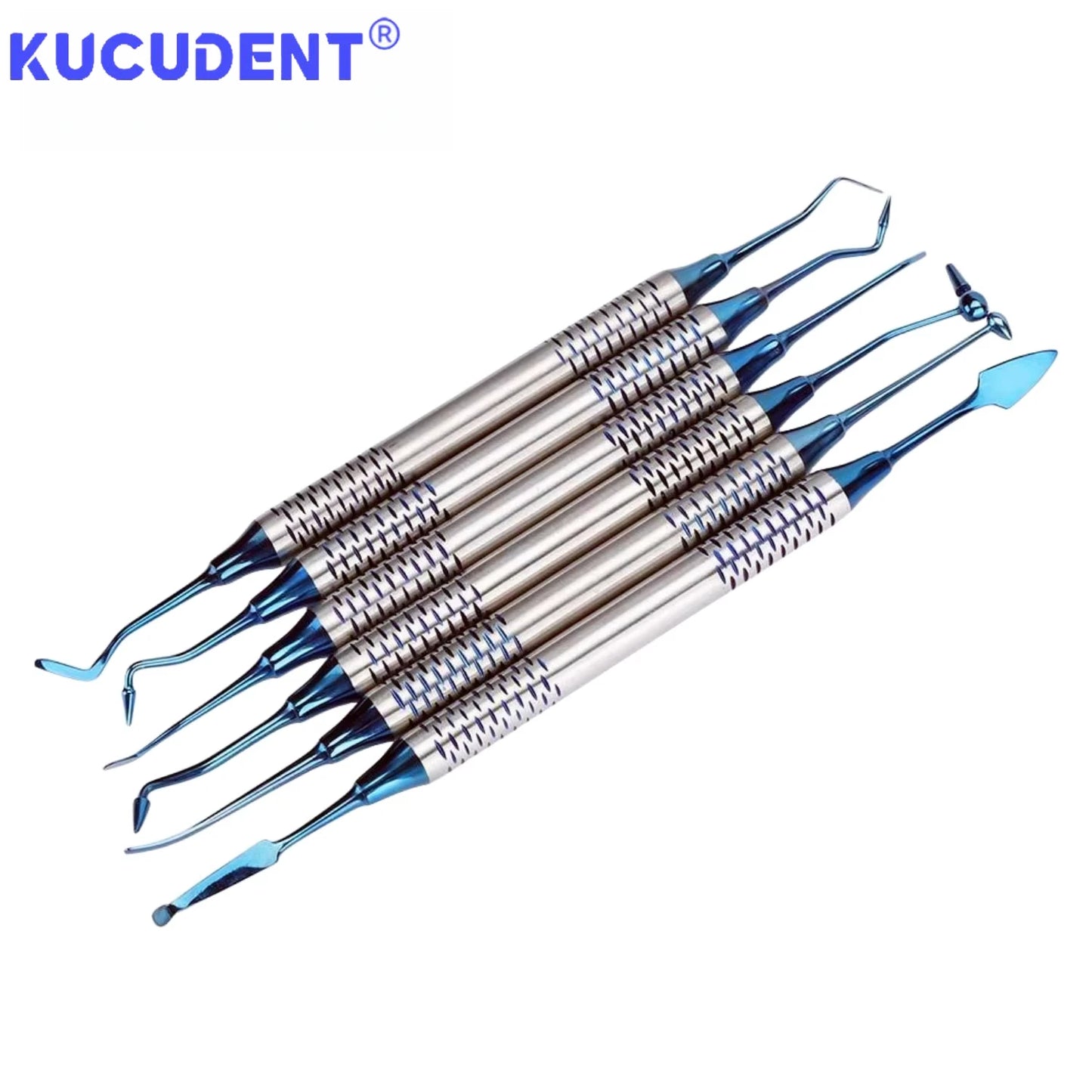 6Pcs/Kit Dental Composite Resin Filling Spatulas Titanium Plated Double Head Restoration Tool Set for Orthodontic Dentist Clinic
