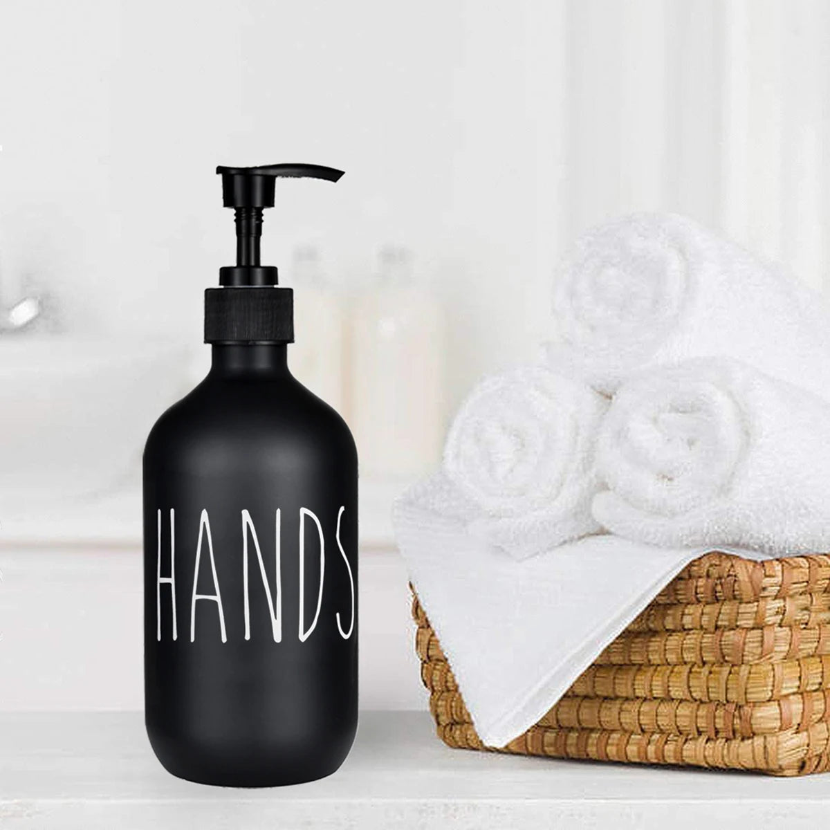 Matte Black Soap Dispenser Bottle Hand Soap Dish Liquid Container Refillable Empty Bottle Printed Kitchen Sink Soap Pump Bottle