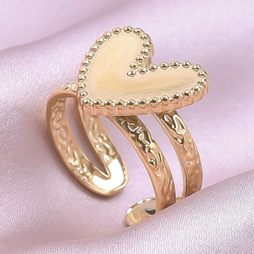 6pcs/lot Wholesale Various Chunky Rings Real Gold Plated Love Abstract DIY Shell Star Sun Bat Shaped Rings Women Jewelry Gifts