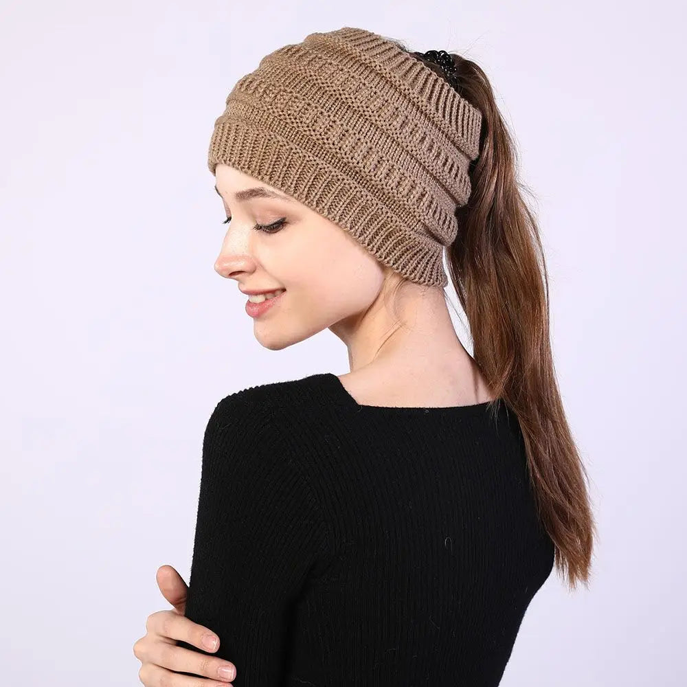1Pcs Women Girl Autumn Winter Hair Accessories Headwraps Headwear Ponytail Beanie Hat Ear Warmer Hair Band Knitting Headband