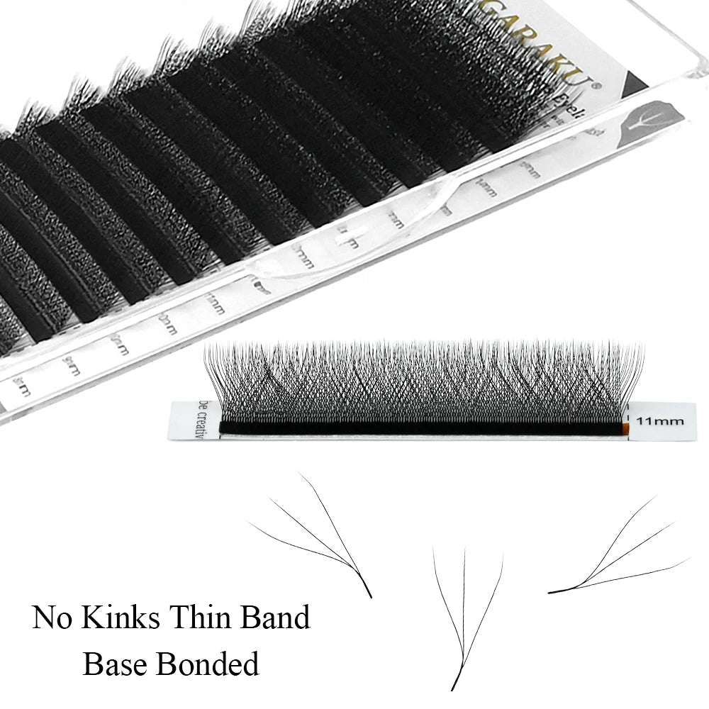 NAGARAKU 3D W Shape Natural Soft Light Hand Woven Fans Automatic Flower False Eyelashes Extensions