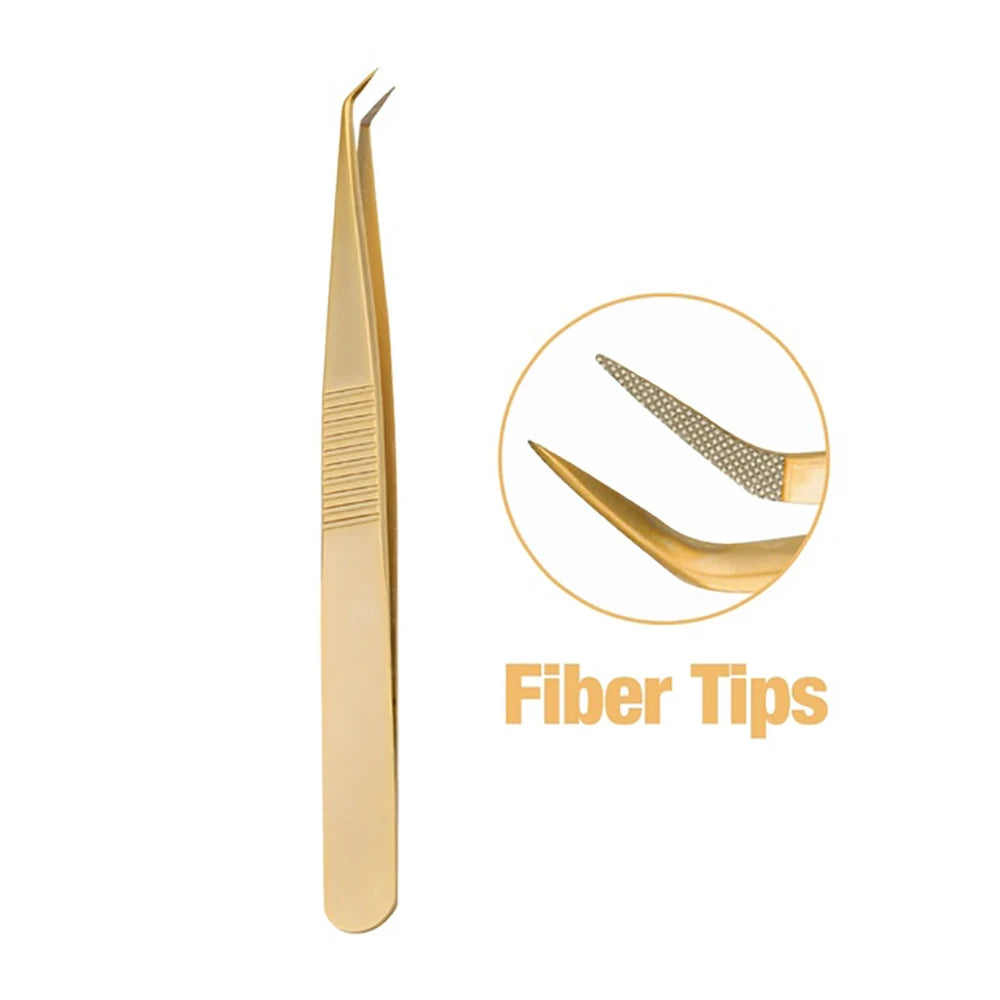 Fadvan Tweezers for Lashes Extension Fiber Tips Stainless Steel Makeup Tweezers Anti-static Free Print Your Logo