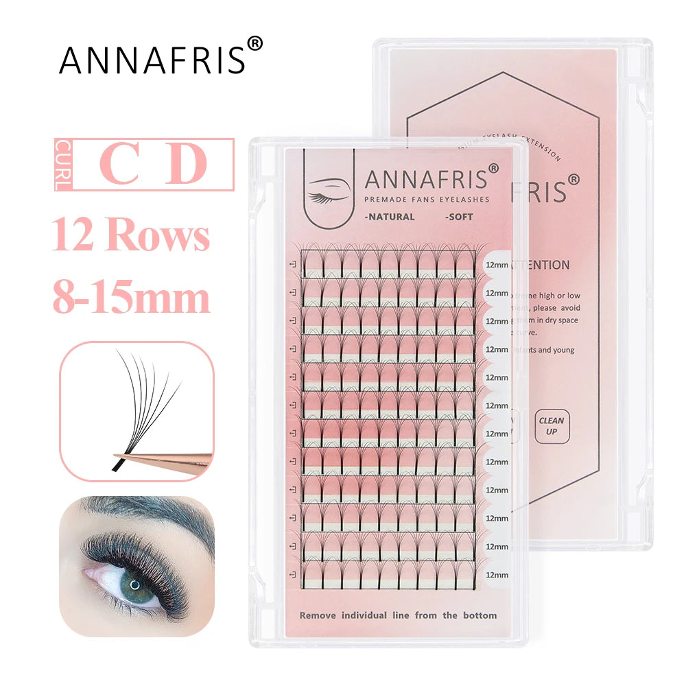 GLAMLASH 2tips 3D W Shape Lashes Extension Premade Volume Fan Eyelashes W Style Shaped Lash Makeup Supplies Natural EyeLash