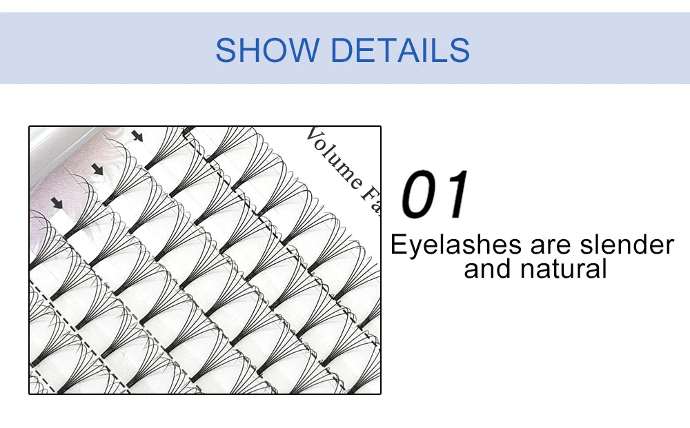 E-young 2d Premade Lashes Volume Fans Short Stem C/D Curl 0.1mm Natural False Eyelashes Extensions Premade Fans Wholesale Makeup