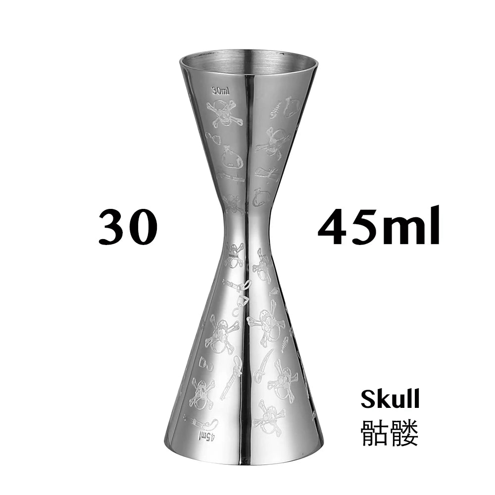 Integrated-Style Jigger Double Cocktail Jigger Bar Measure with Etched Pattern Bar Tools