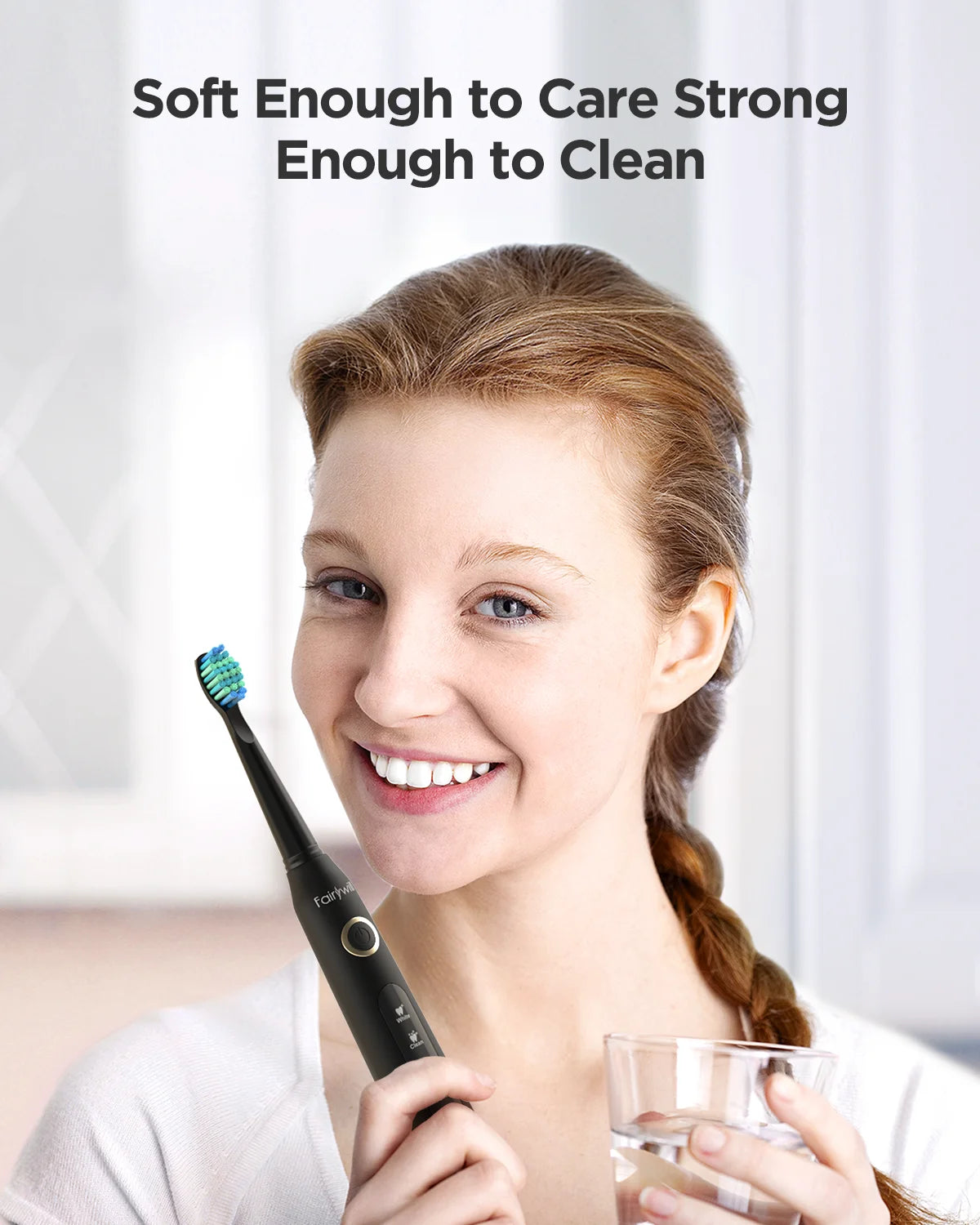 Fairywill Sonic Electric Toothbrush FW-D7 Set USB Charge Toothbrushes Case for Adult with Tooth Brush Heads 5 Mode Smart Time