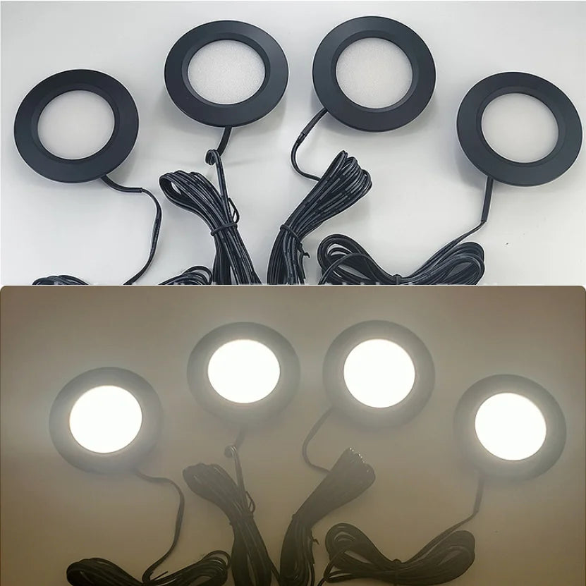 Φ68mm 12V DC Touch Dimming Cabinet Lights,3Colors Dimmer LED Down Lamp, Embedded Installation with Shrapnel for Camper,Yacht,RV