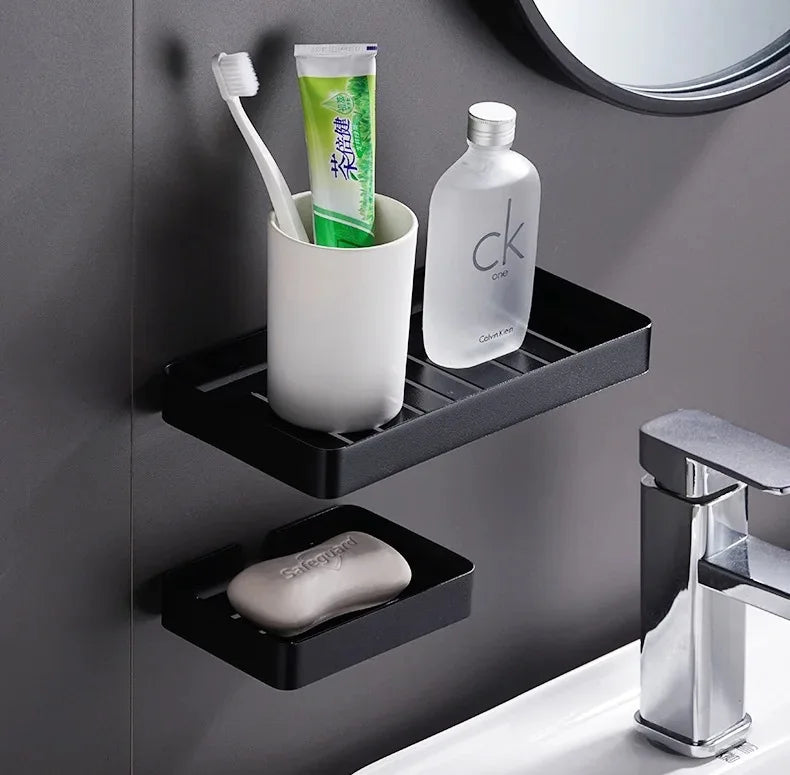 304 Stainless Steel Bathroom Shelf Wall Mounted Soap Sponge Organizer Box Holder Shower Gel Shampoo Storage Rack Accessories