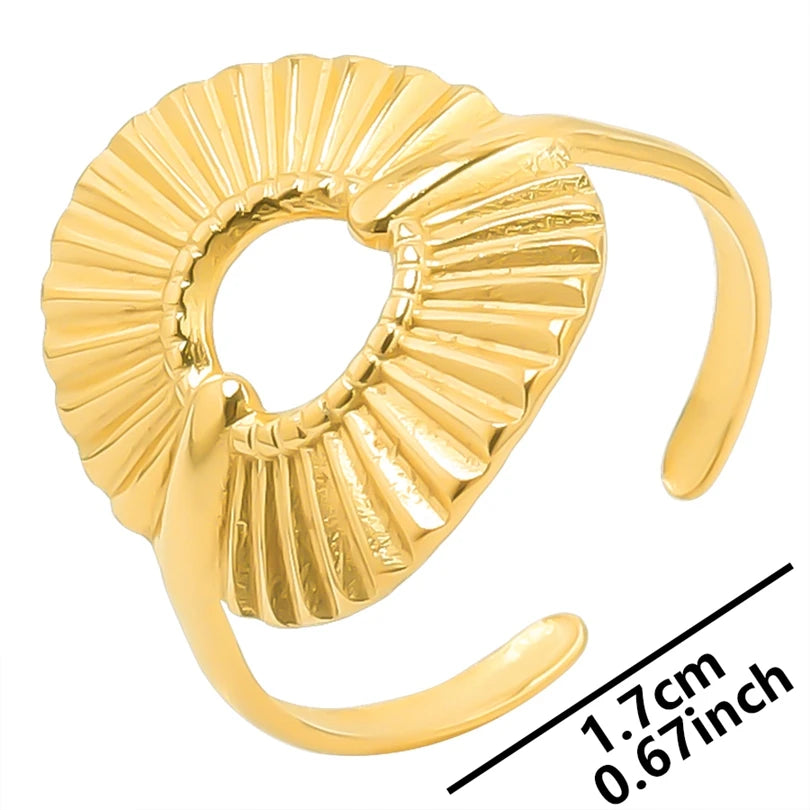 6pcs/lot Wholesale Various Chunky Rings Real Gold Plated Love Abstract DIY Shell Star Sun Bat Shaped Rings Women Jewelry Gifts