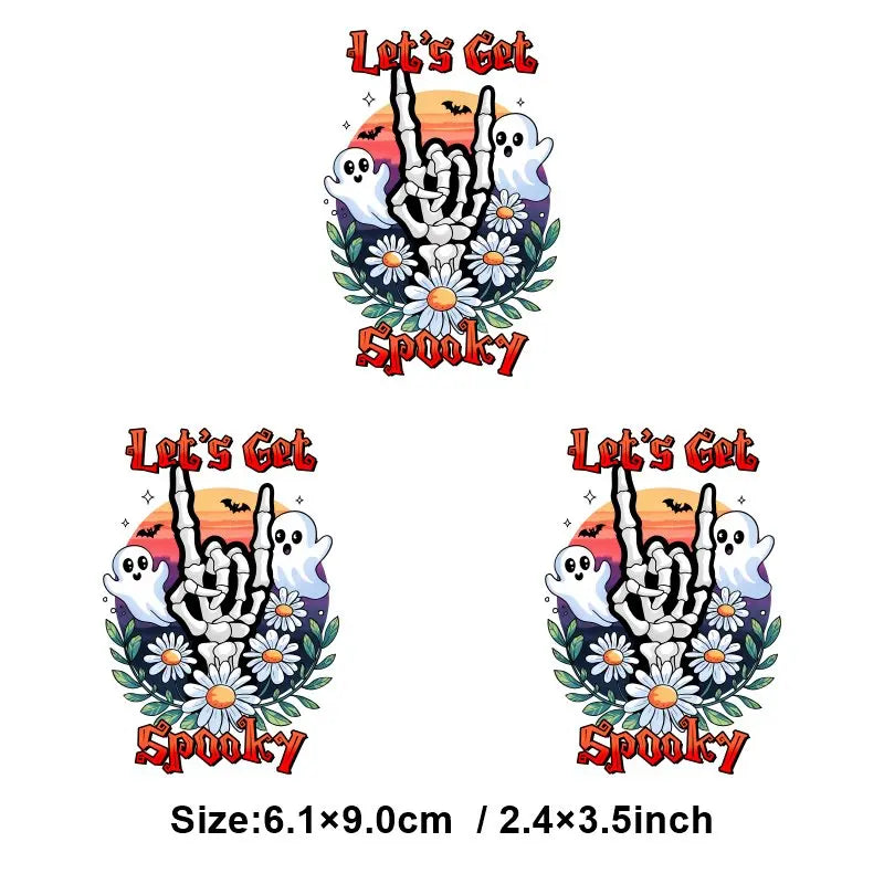 "Halloween is a Life Style"Patch Stickers Iron On Transfers for Clothing Iron Halloween Ghosts Stickers Fusible Applique Badge