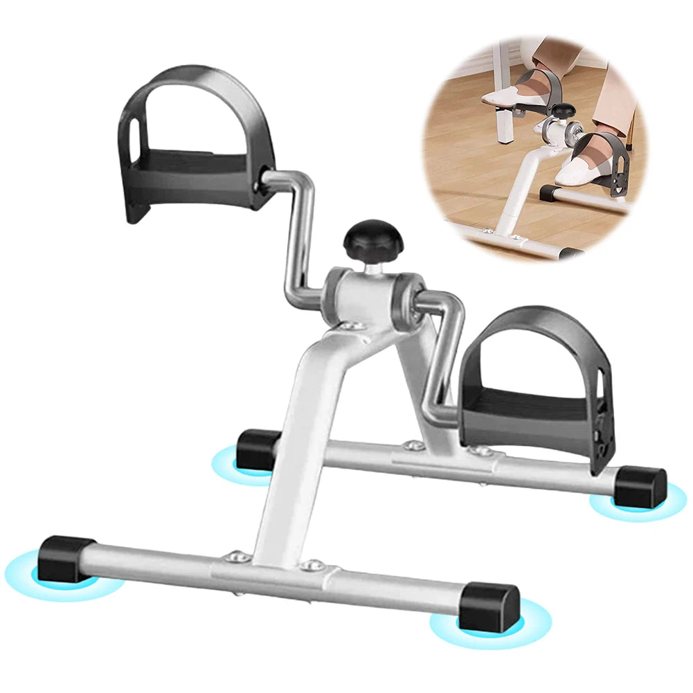 Mini Foldable Foot Pedal Exerciser with Adjustable Resistance Under Desk Bike Stationary Exercise Bike for Home Exercise