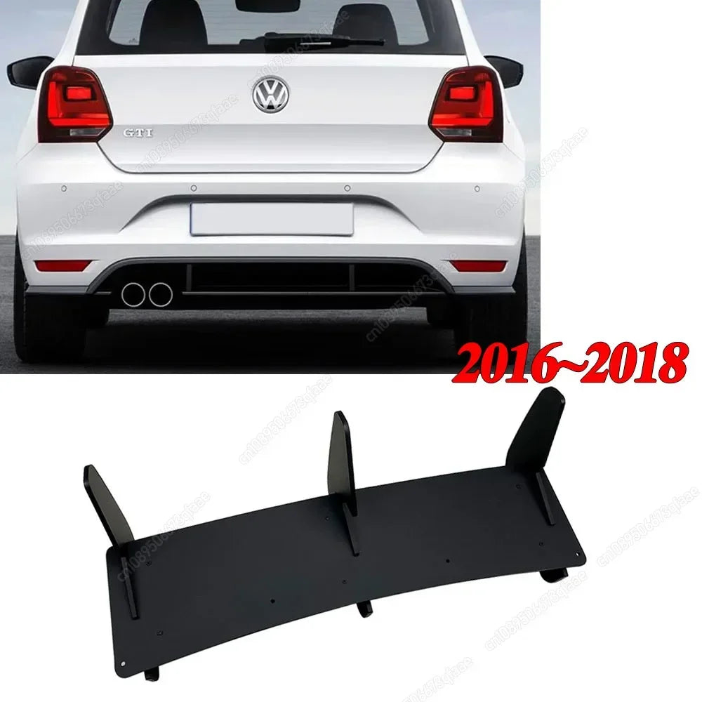 For VW Polo MK5 GTI 6R 6C Two Four Door Facelift 2010-2018 3 Fins Rear Bumper Diffuser Spoiler Splitter BodyKit ABS Black Tuning