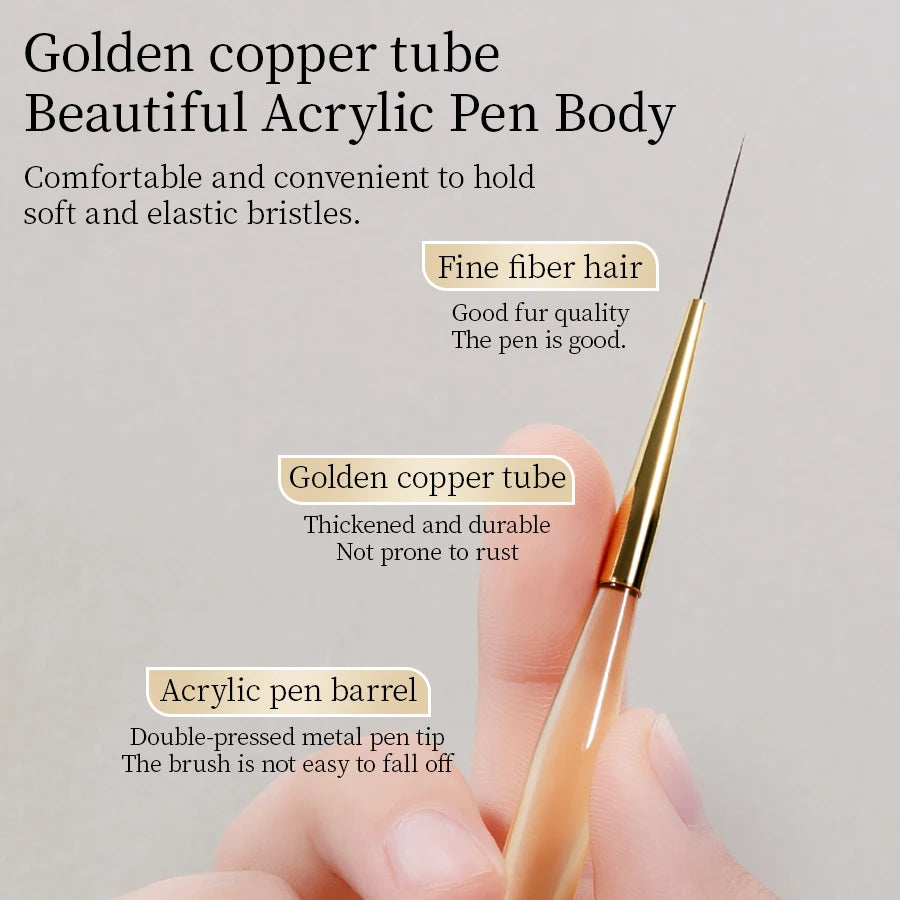 QNL 1/2/3pcs 18mm Nail Art Liner Brush Ultra Thin Long Line Drawing Pen With Cap For UV Gel Polish Painting Manicure Tool