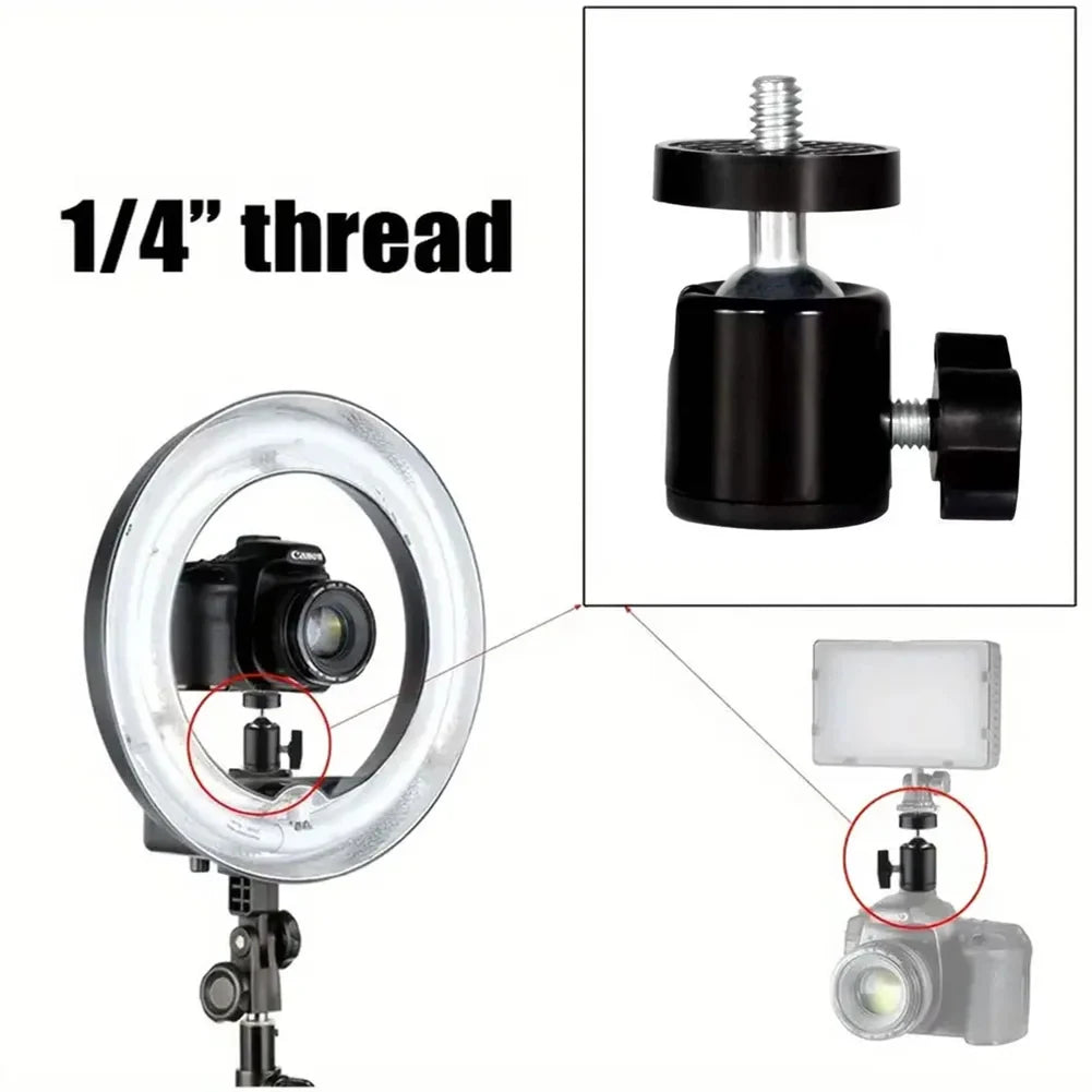 Aluminum Alloy 360° Rotatable Mini Ball Head with 1/4" Screw for DSLR Camera Tripod Phone Mount Vlog Photography