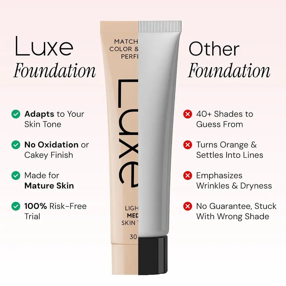 Luxe Color Change Waterproof Concealer Foundation, Full Coverage for Acne, Scars & Uneven Skin Tone, Long-Lasting Face Makeup