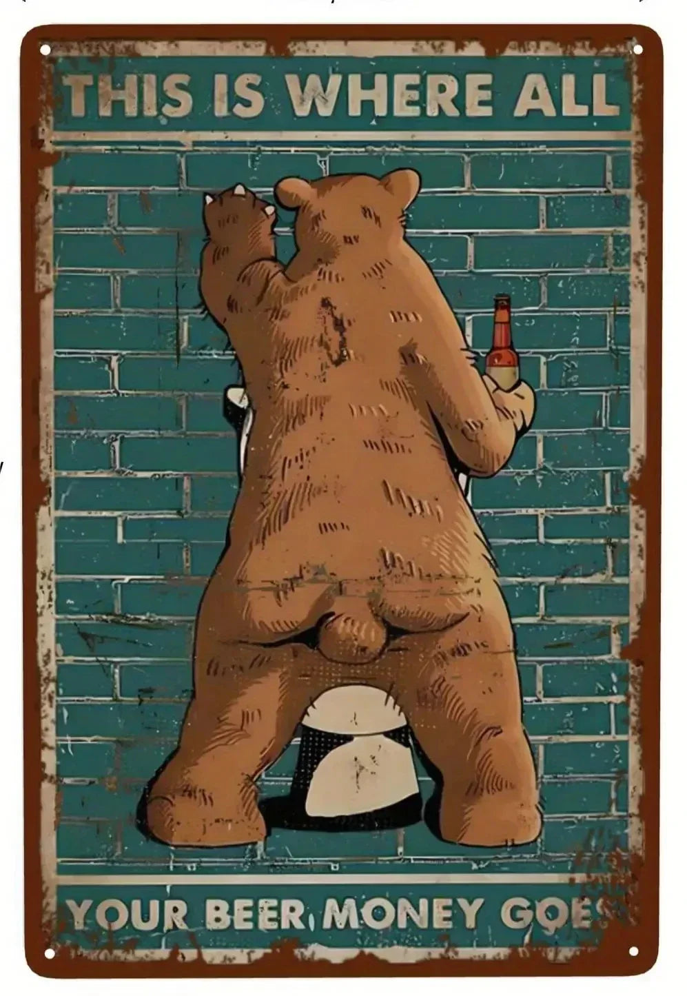 Bar tin painting，Alluring Funny Tin Sign - Retro - Style Toothbrush & Toilet Paper Tin Sign,Designed for Inviting Bathroom