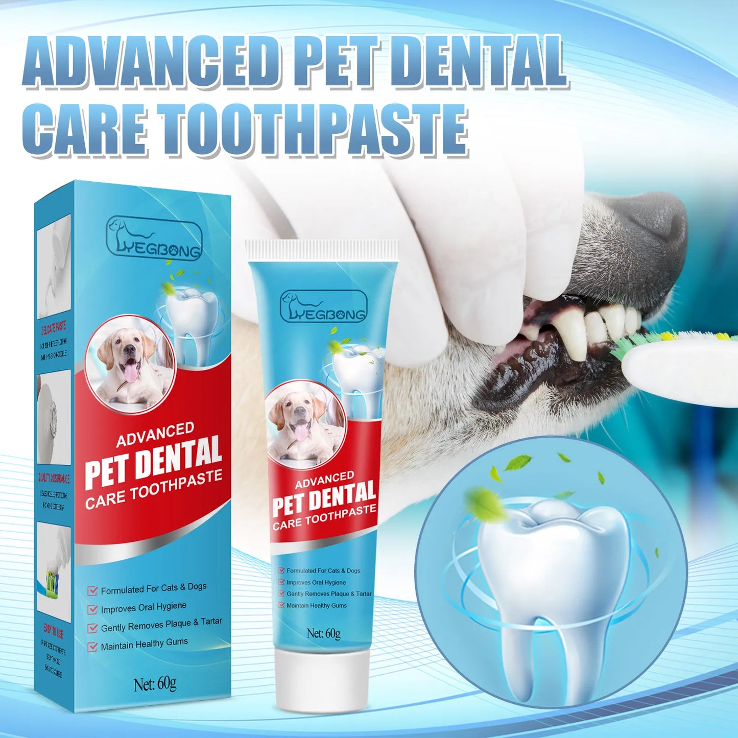 YEGBONG Pet Toothpaste Edible Formula Tartar Control Freshens Breath Gentle Oral Cleaning for Dogs Cats All Breeds Daily Use