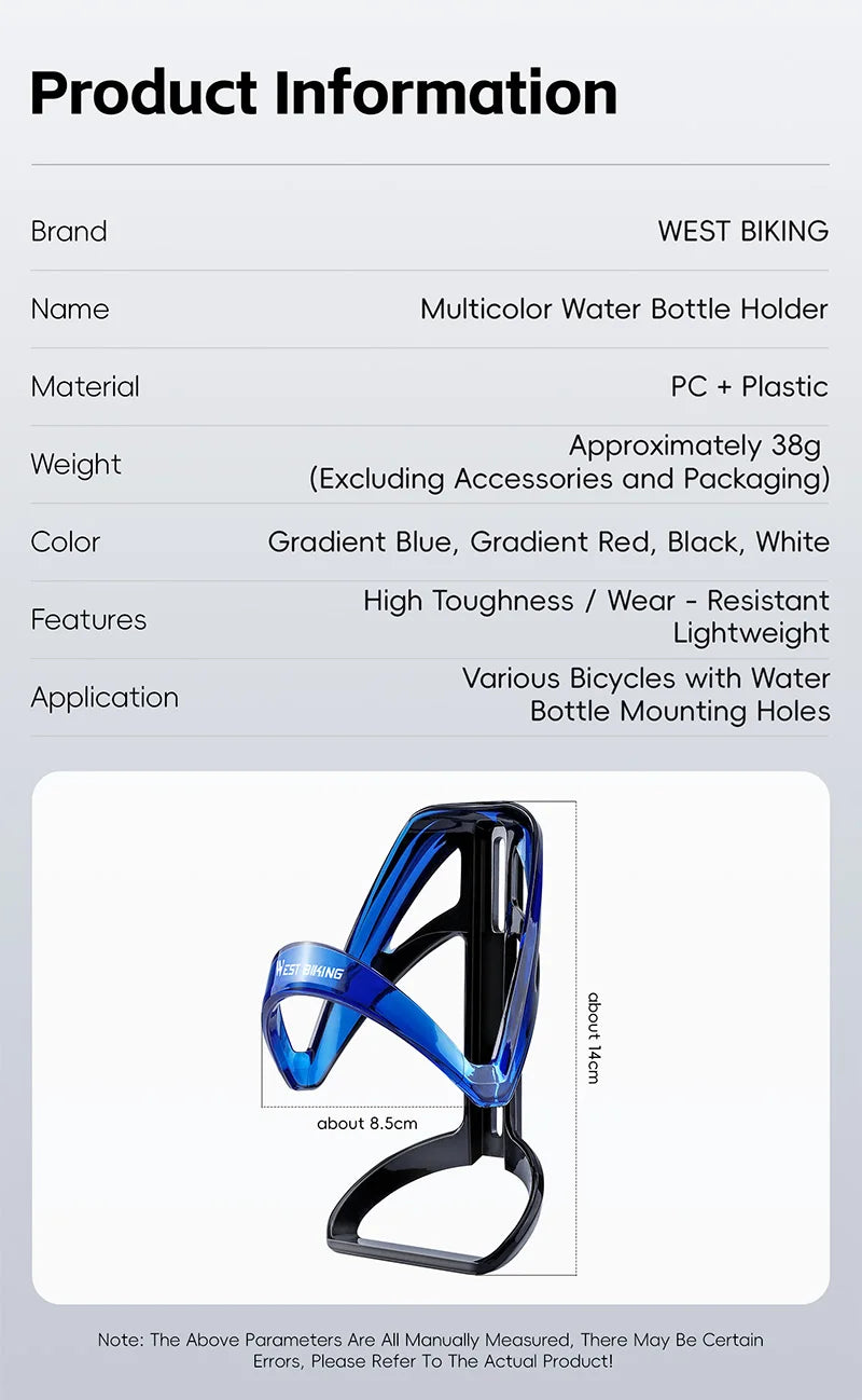 WEST BIKING Bicycle Bottle Cage Lightweight High Toughness Cycling Water Bottle Holder Drink Cup Stand MTB Road Bike Accessories