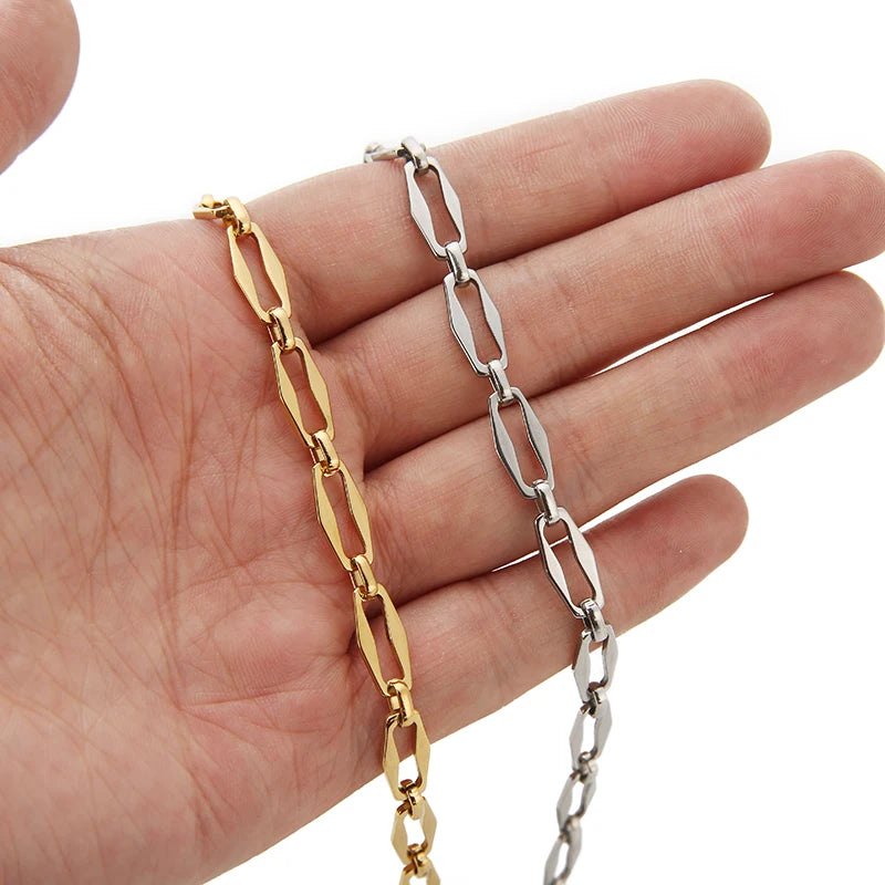 1 Meter Stainless Steel Large Heavy Chunky Hip Hop Punk Link Gold Color Chains DIY Jewelry Materials Handmade Necklace Bracelets
