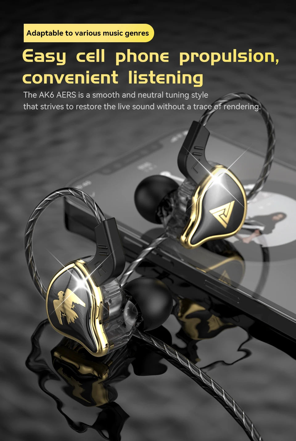 QKZ AK6 Ares EDX PRO 1DD Dynamic Earphones HIFI Music Sport Earbuds In Ear Earphones Sport Noise Cancelling Headset EDXPRO DQ6 Z