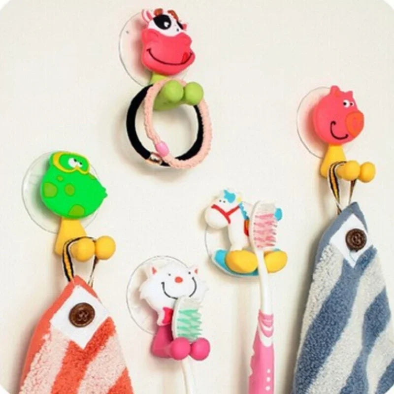 Cute Cartoon Animal Toothbrush Holder,Wall OuntedToothbrush Storage Rack,BathroomMultifunctional Wall Hook,Toothbrush Holder