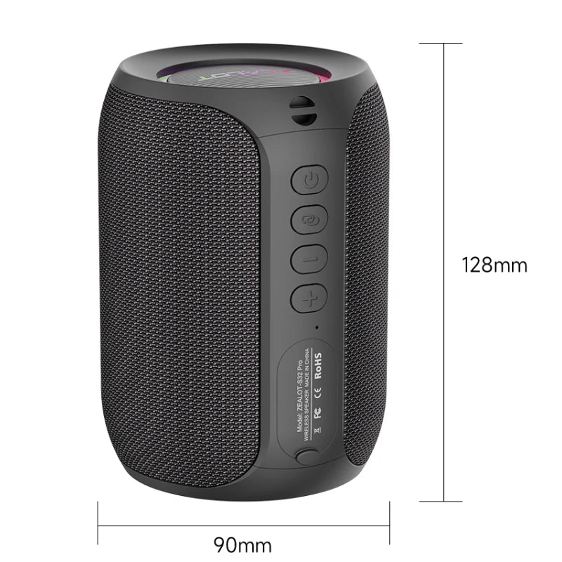 ZEALOT-S32PRO Powerful Bluetooth Speaker, Bass Wireless, LED Light, Outdoor Speakers, Subwoofer, Waterproof Sound Box Support