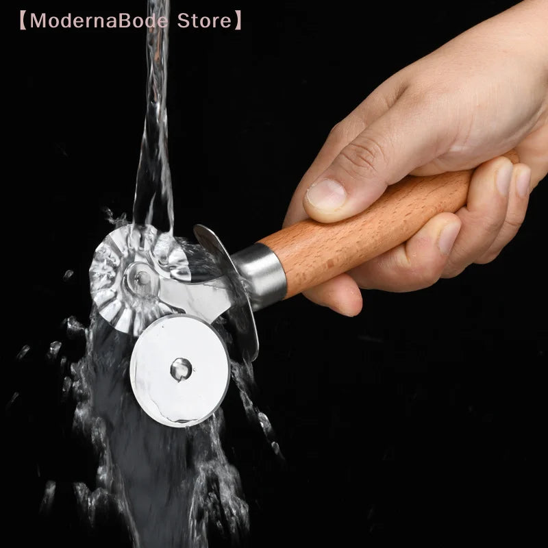 【M】Pasta Cutter Wheel - Fluted Pastry Cutter Double Wheel Ravioli Cutter Tool With Wooden Handle For Pasta Pizza Ravioli Cookie