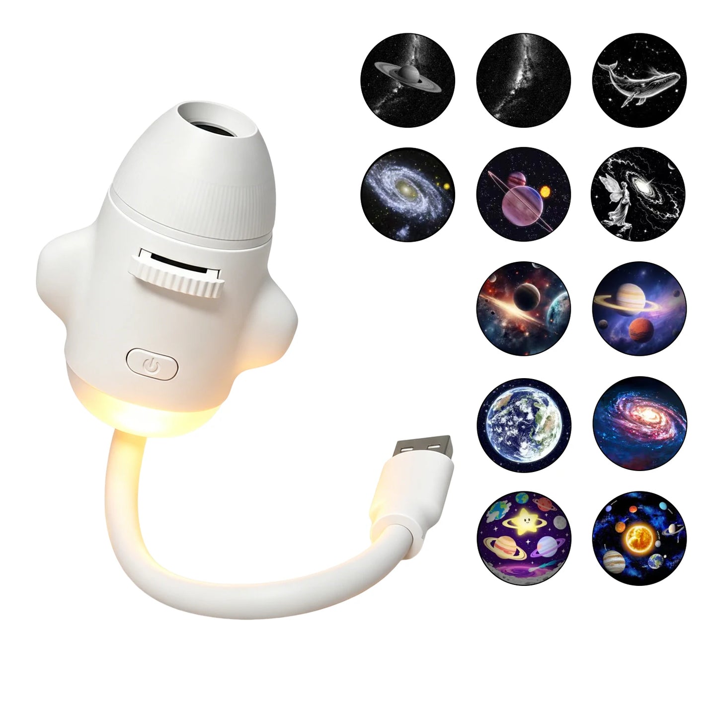 2-in-1 USB Galaxy Projection Light Adjustable Focus Ambient Star Projector Lights Car Projection Lamp Space Moon Night Light