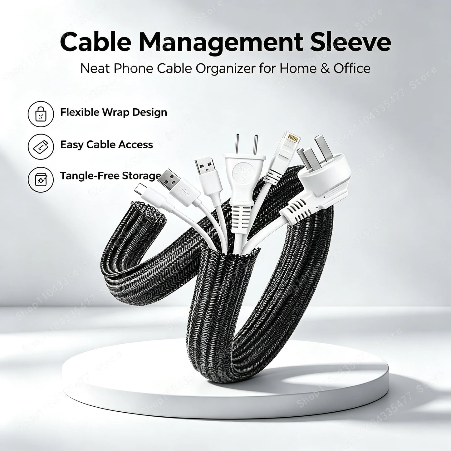 Braided Cable Sleeve 1m/3m/5m Pet Nylon Wrap for Desk PC TV Wire Protector Braided Wire Cover Casing Cable Organizer
