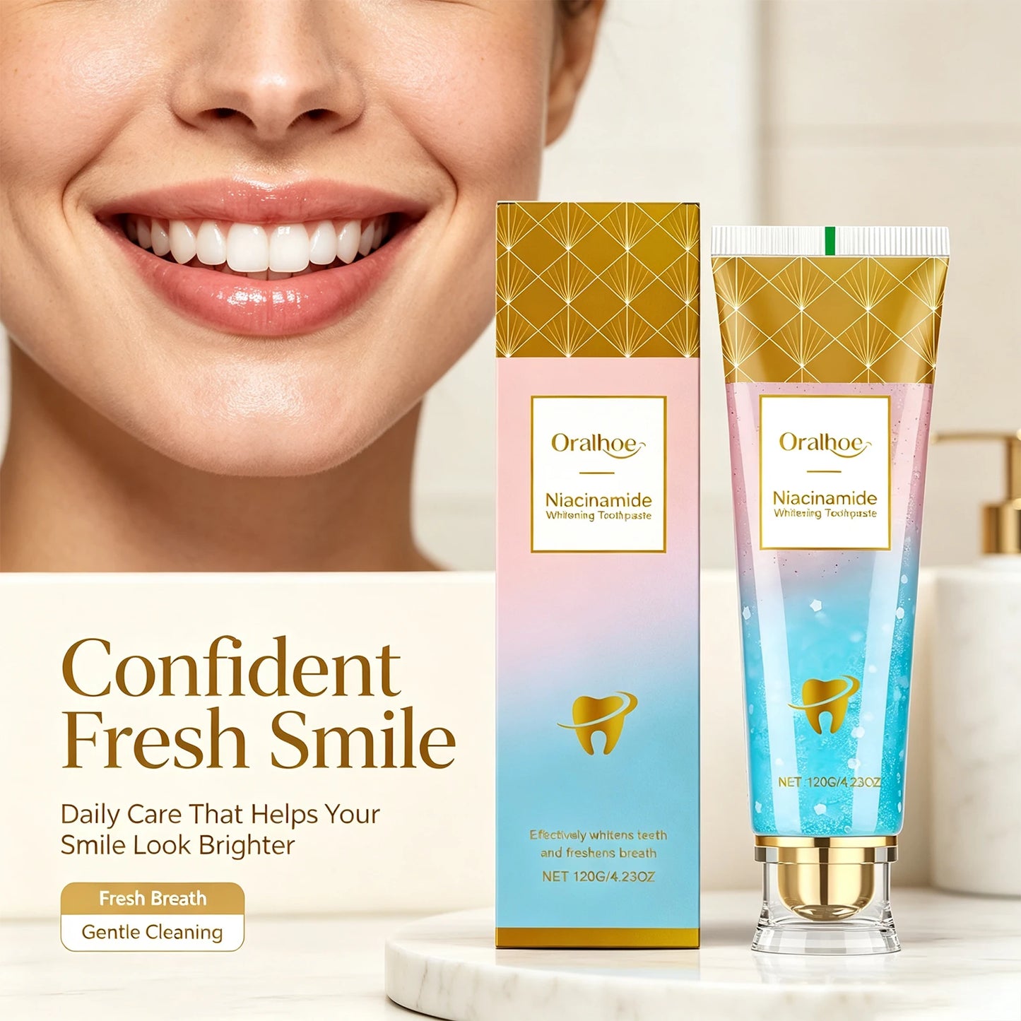 Brightening Toothpaste Gentle Stain Removal Fresh Breath Daily Oral Care Mint