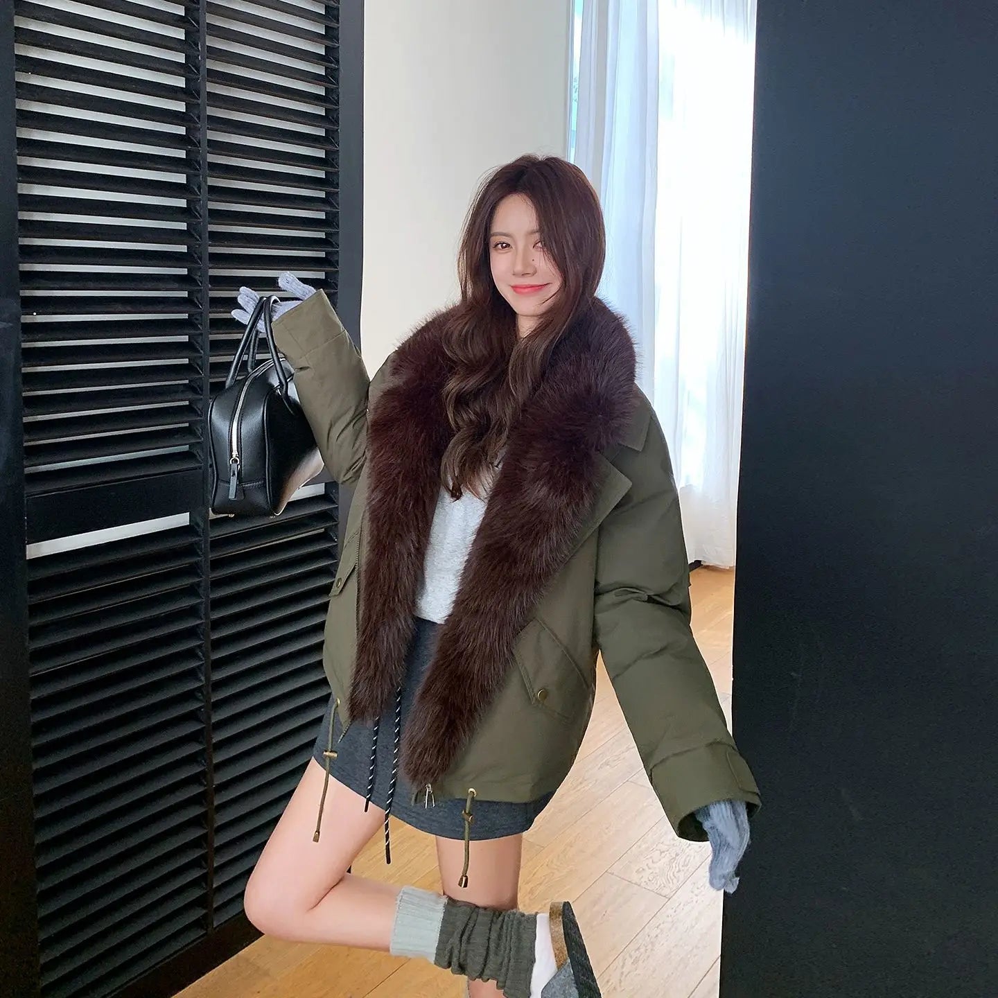 Autumn Winter New Style Fashionable Foreign Trade  Winter Jacket for Women  A Charming Elegant Hooded Mid-length Cotton Coat