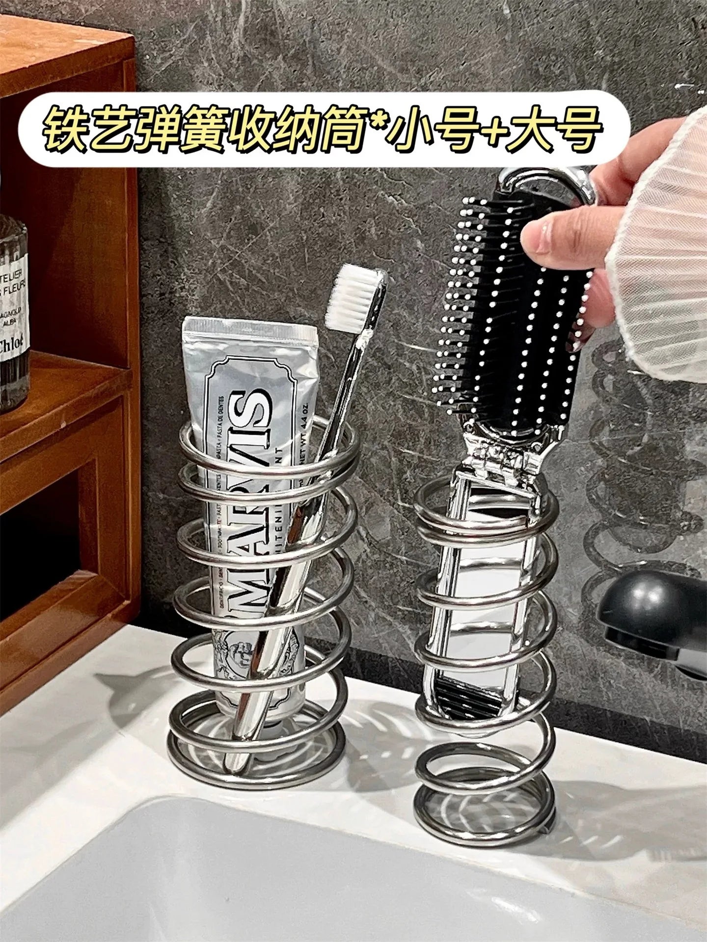 Stainless Steel Toothbrush Holder Metal Bathroom Accessories Tool for Toothpaste Makeup Brush Storage Rack Home Decoration