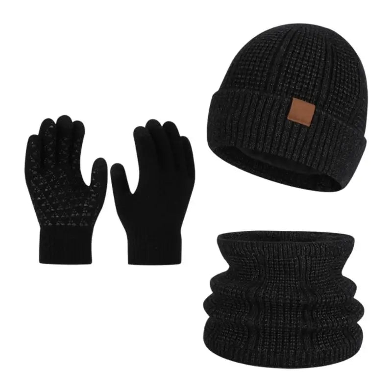 31BB Winter Accessory Set with Hat Gloves Neck Warmer and Grip Mittens
