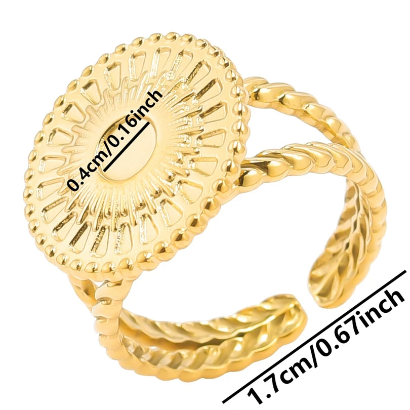 6pcs/lot Wholesale Various Chunky Rings Real Gold Plated Love Abstract DIY Shell Star Sun Bat Shaped Rings Women Jewelry Gifts