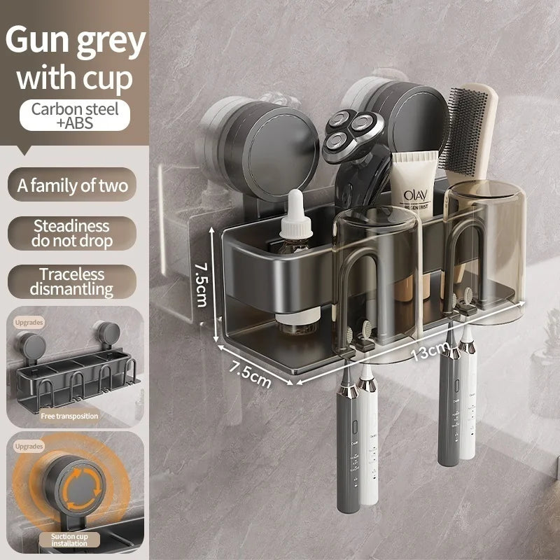 No Need To Drill Suction Cup A Wall-Mounted Electric Toothbrush Holder With a Cup For The Bathroom