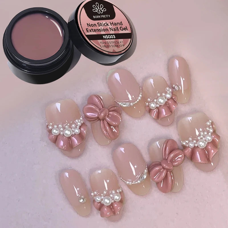 BORN PRETTY Non-Stick Hand Extension Gel Nail Polish 15ml 3D Shaping/Sculpting/Carving Milky Jelly UV/LED Nail Art Hard Gel