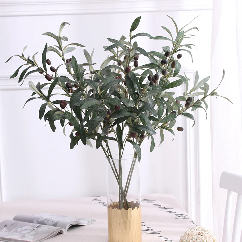 Artificial Plants Olive Green Leaves Tree Branches New Year Fruit Photo Props Home Room Wedding Outdoor Indoor Decora Gift Silk