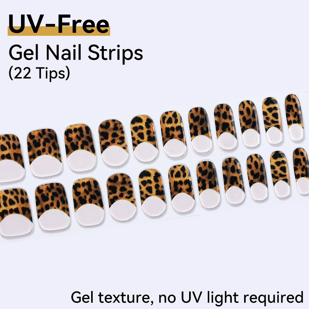 UV FREE Fully Cured Gel Nail Strips 16/22 Tips Self Adhesive Gel Nail Stickers DIY Nail Art Manicure DON'T NEED UV LAMP