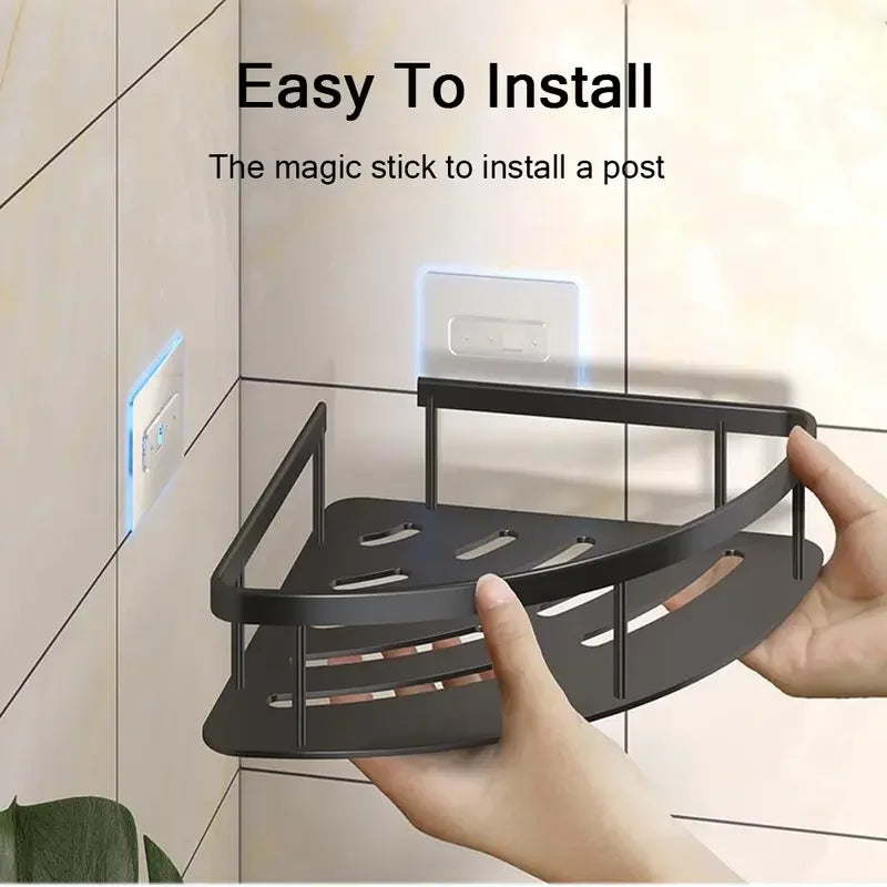 Bathroom Shelf Aluminum Alloy Shampoo Rack Makeup Storage Organizer Shower Shelf Bathroom Accessories No Drill Wall Corner Shelf