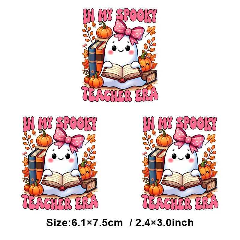 "Halloween is a Life Style"Patch Stickers Iron On Transfers for Clothing Iron Halloween Ghosts Stickers Fusible Applique Badge